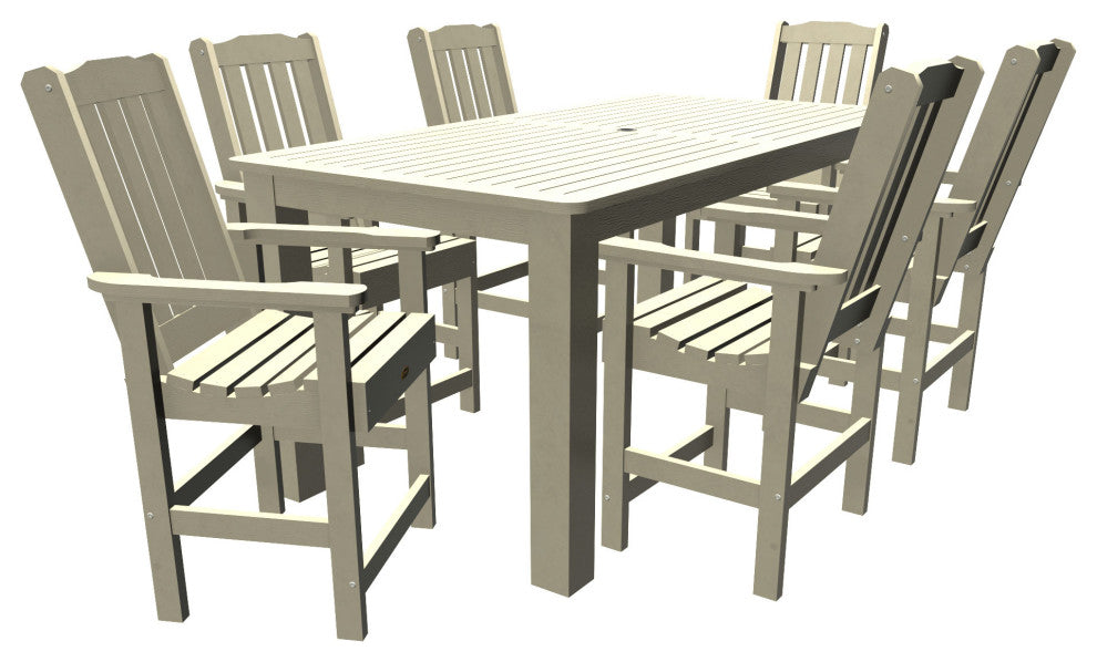 Springville 7-Piece 42x84 Counter Dining Set, Weathered Acorn, Whitewash