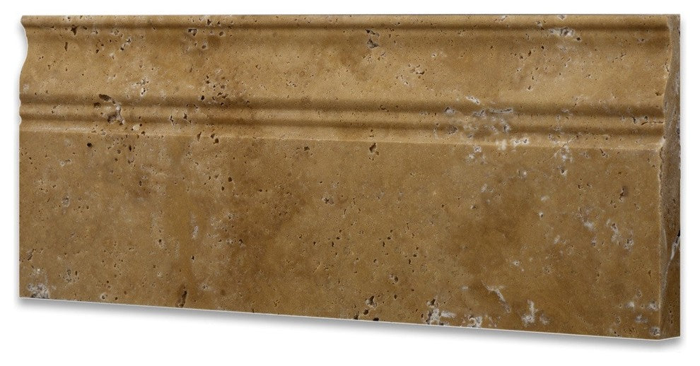 Gold / Yellow Travertine Honed 5" x 12" Baseboard Trim Molding