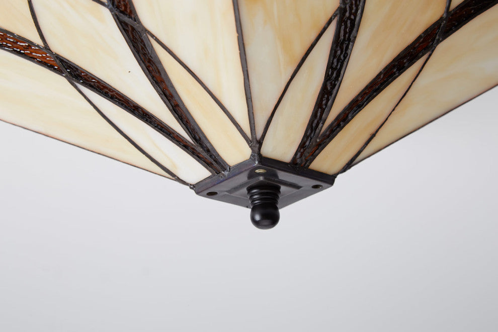 Tiffany Style Art Stained Glass Semi Flush Ceiling Lights, Square
