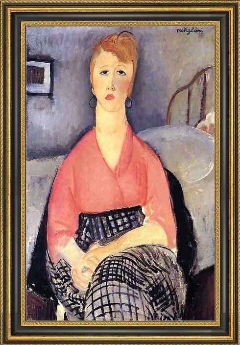 Amedeo Modigliani Pink Blouse - 16" x 24" Framed Premium Canvas Print