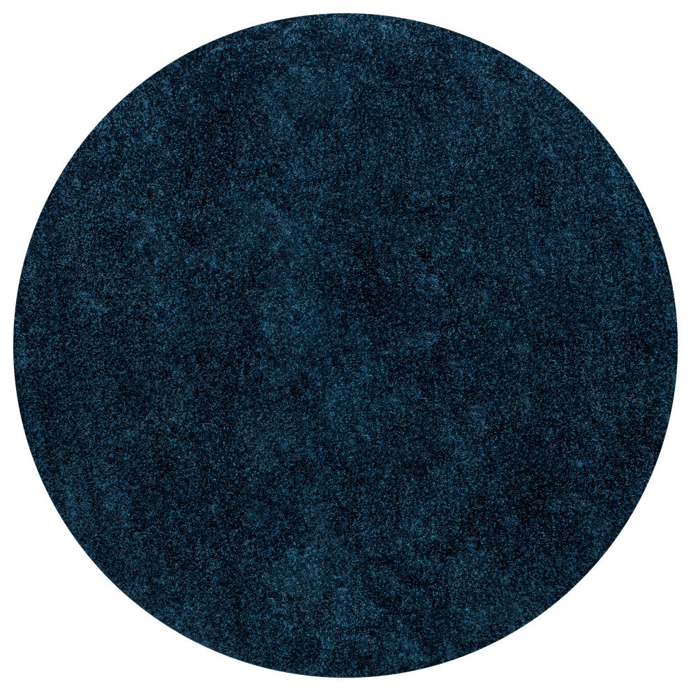 Haze Solid Low-Pile Navy 8' Round Area Rug