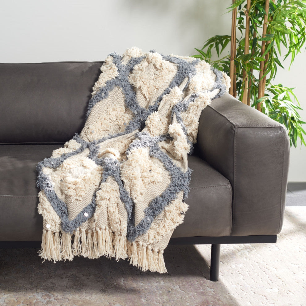 Safavieh Lila Grace Throw, Grey/Beige