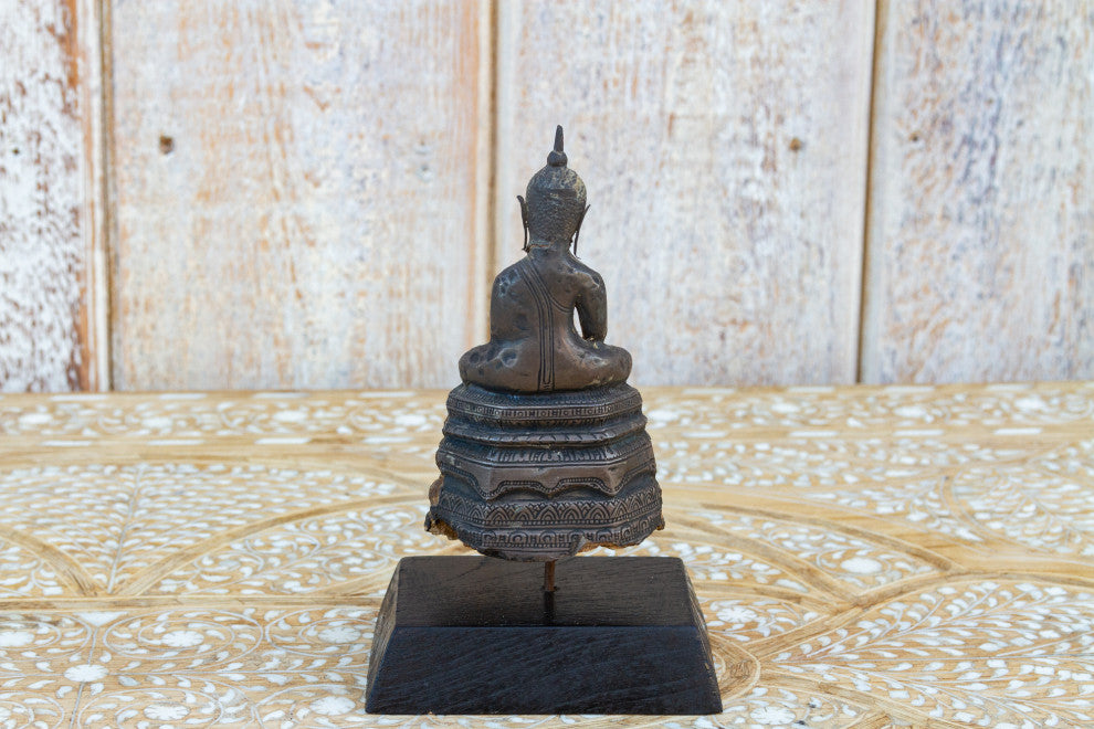 Early 19th Century Wood and Metal Alloy Burmese Buddha