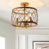 Eleanor 15" Metal LED Flush Mount Ceiling Light, Antiqued Gold