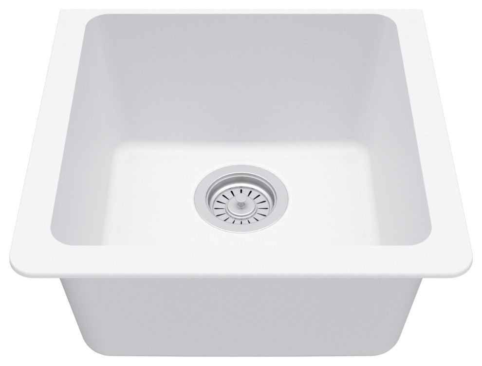 Karran Undermount Quartz Composite 17" Bar Single Bowl Sink, White