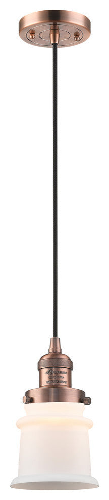 Small Canton 1-Light Mini Pendant, Antique Copper, Matte White