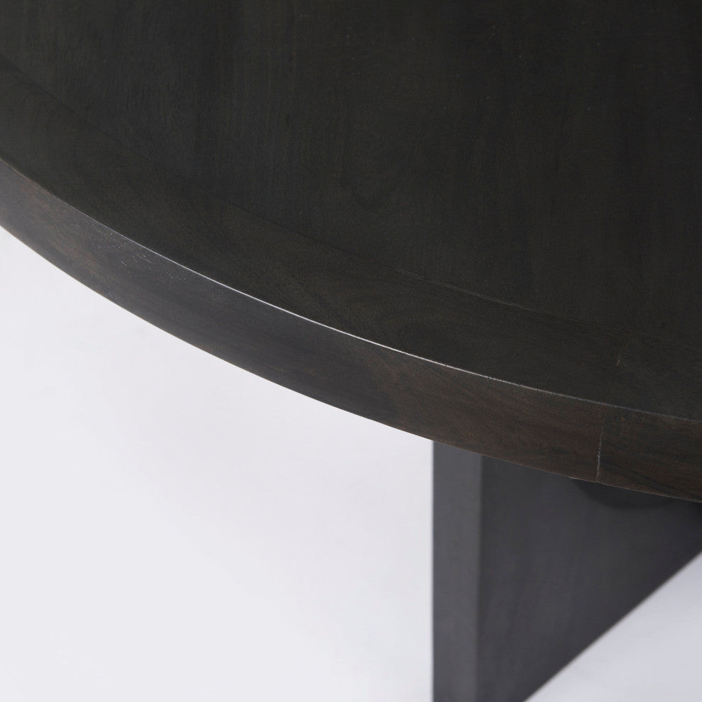 Liesl Dark Brown Solid Wood 54" Round  Dining Table, Black