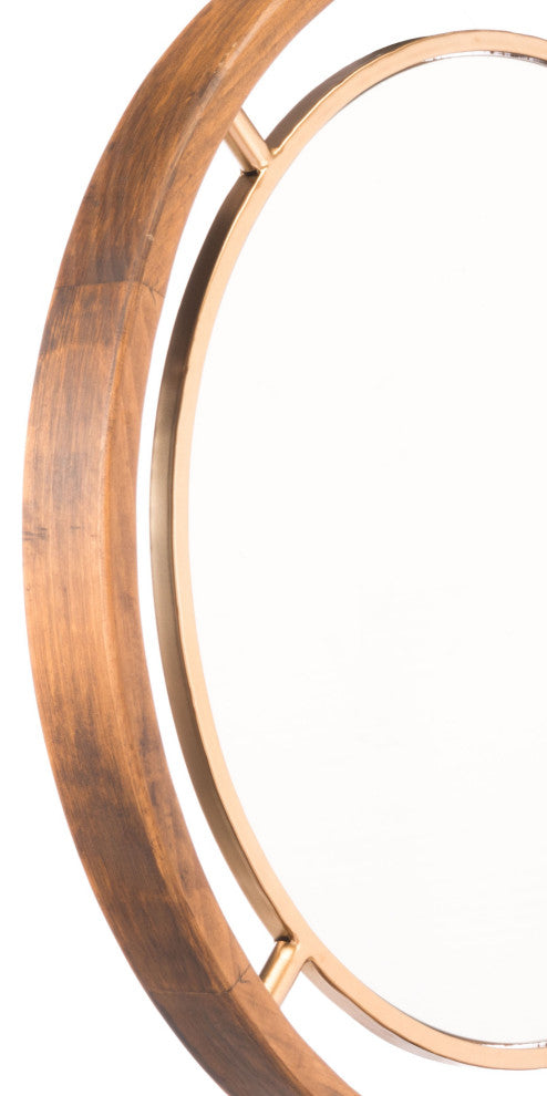 Antiqued Gold Round Wall Mirror