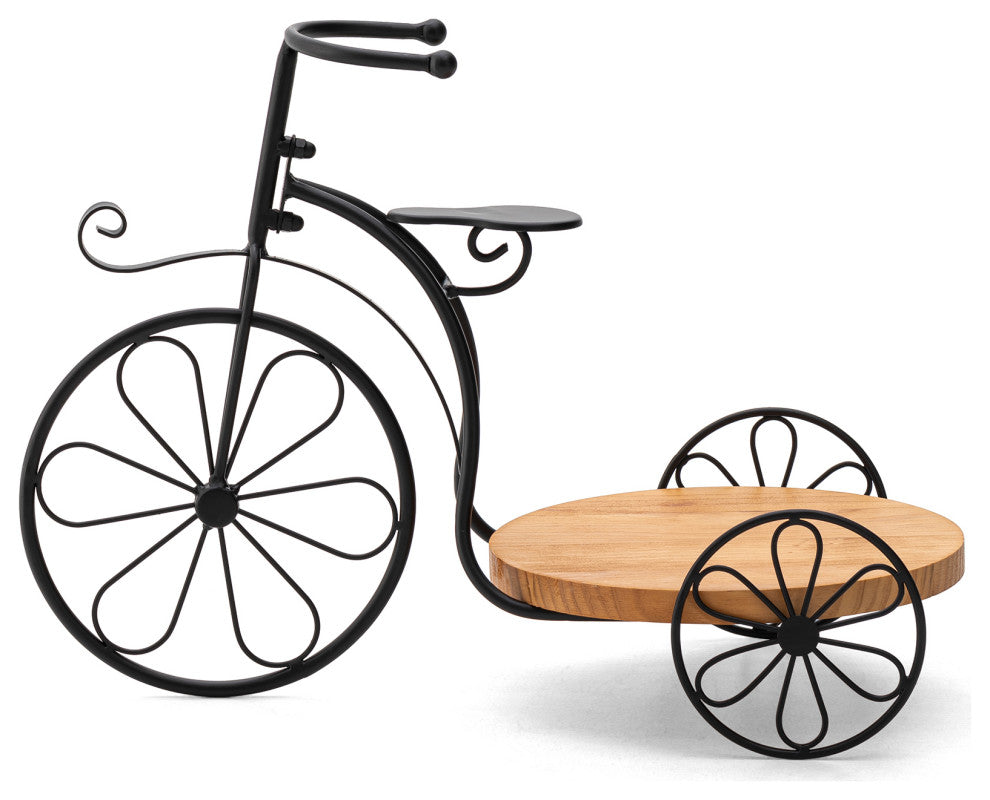 18"L Metal Tricycle Planter Stand, Black