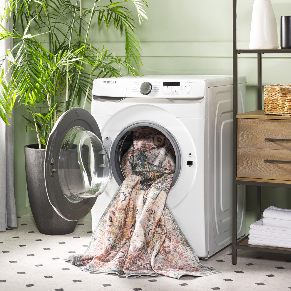 Safavieh Arizona Machine-Washable Collection ARZ126 Rug, Green/Light Brown, 3'x5'