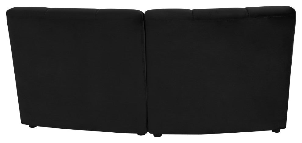 Limitless Velvet Upholstered 2-Piece Modular Sectional, Black