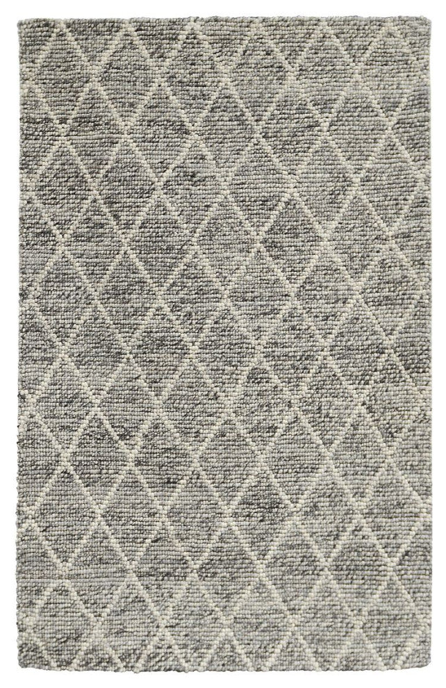 Classic Home Diamond Looped Wool Gray 9x12 Rug