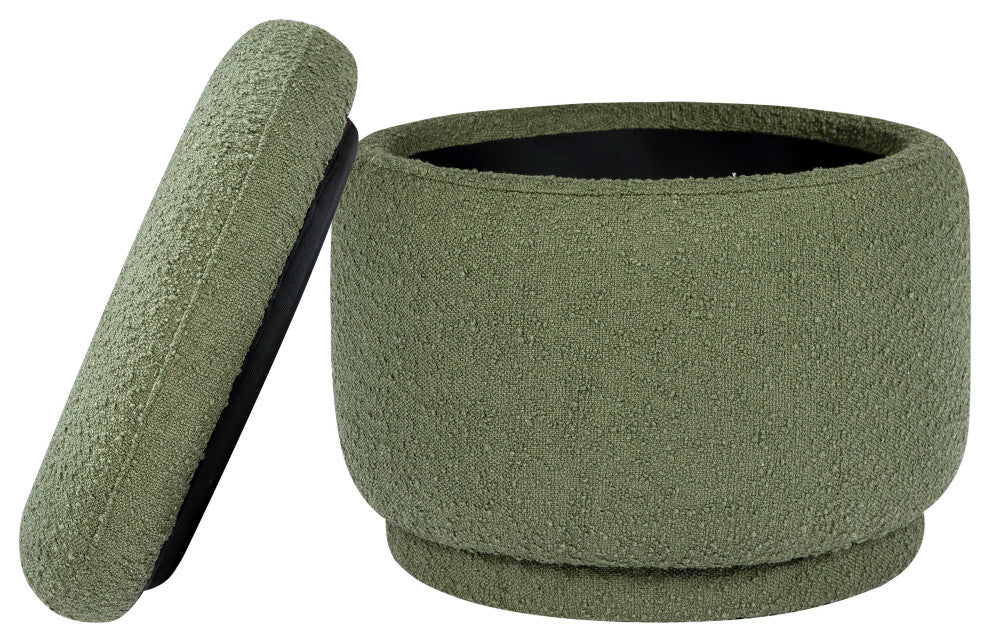 Enoki Storage Ottoman, Boucle, Olive Boucle