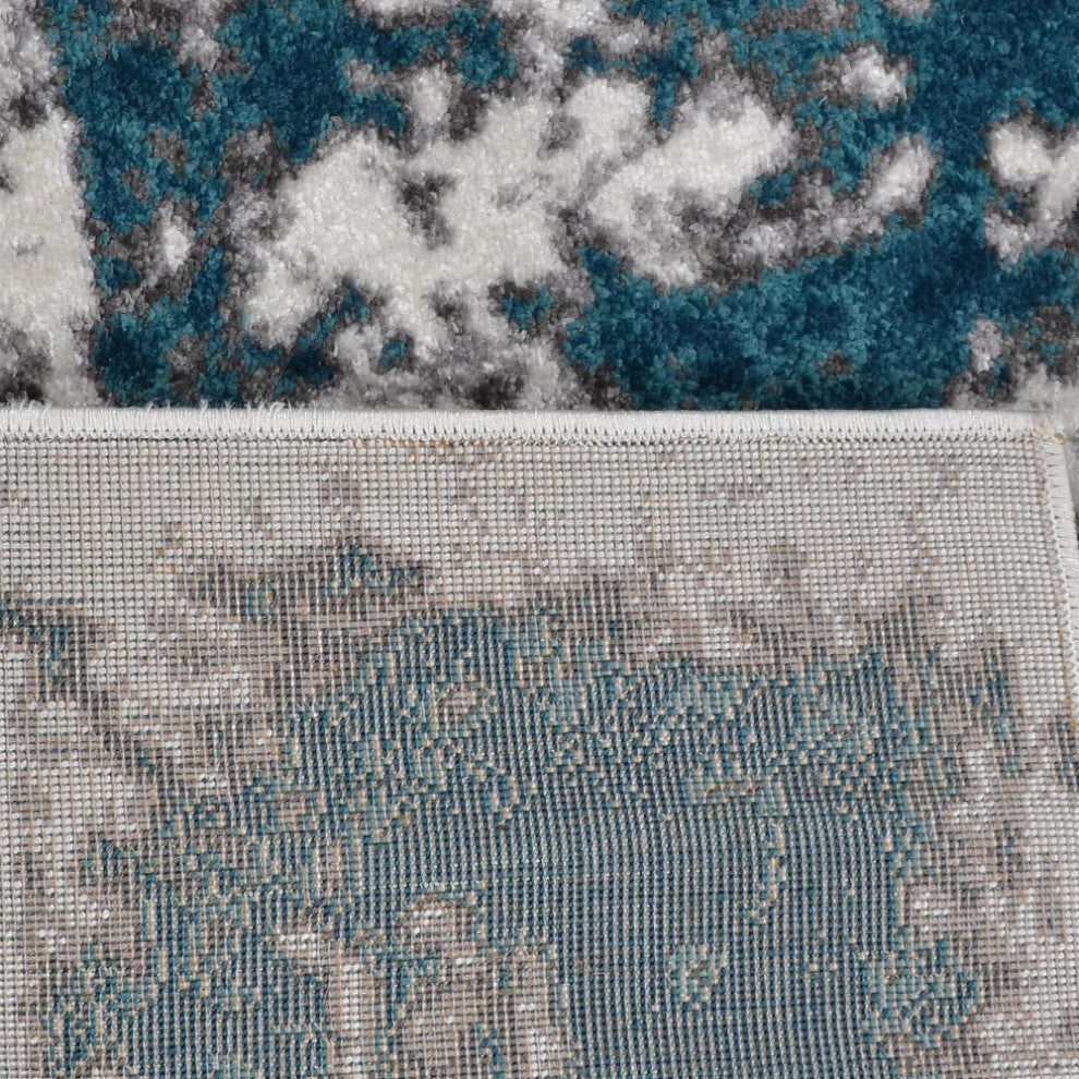 MACHINE MADE HEATSET POLYPROPYLENE AREA RUGS -Ivory Blue Color,Abstract Design