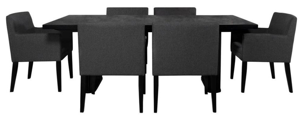 Catherine 7-piece Double Pedestal Dining Table Set Charcoal Grey and Black