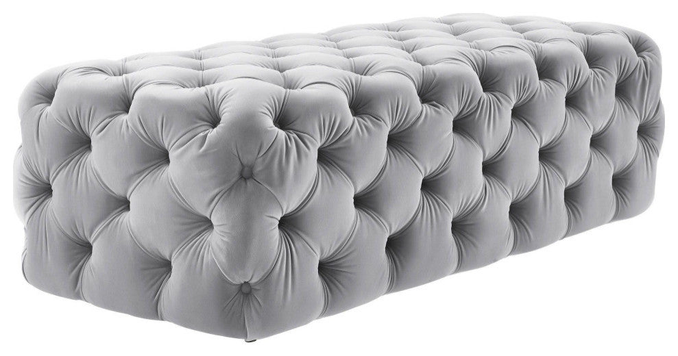Kaylee Grey Velvet Ottoman