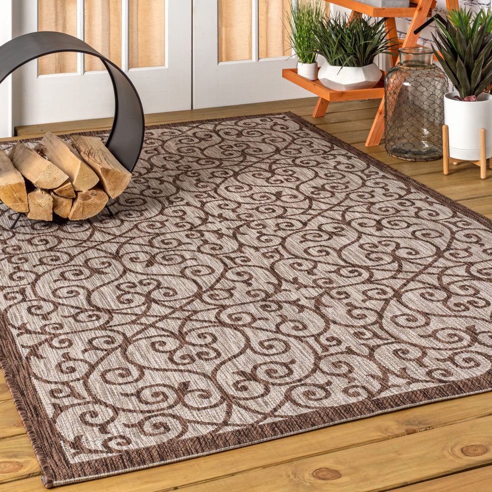 Madrid Vintage Filigree Textured Weave Indoor/Outdoor Area Rug