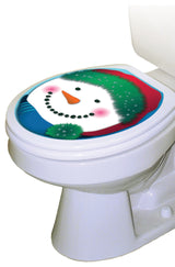 Snowman Stocking Cap Toilet Tattoos Seat Cover, Vinyl Lid Decal, Bathroom Decor, Round