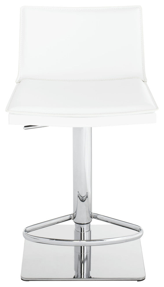 Palma Adjustable Bar Stool, Modern Counter Stool White Leather