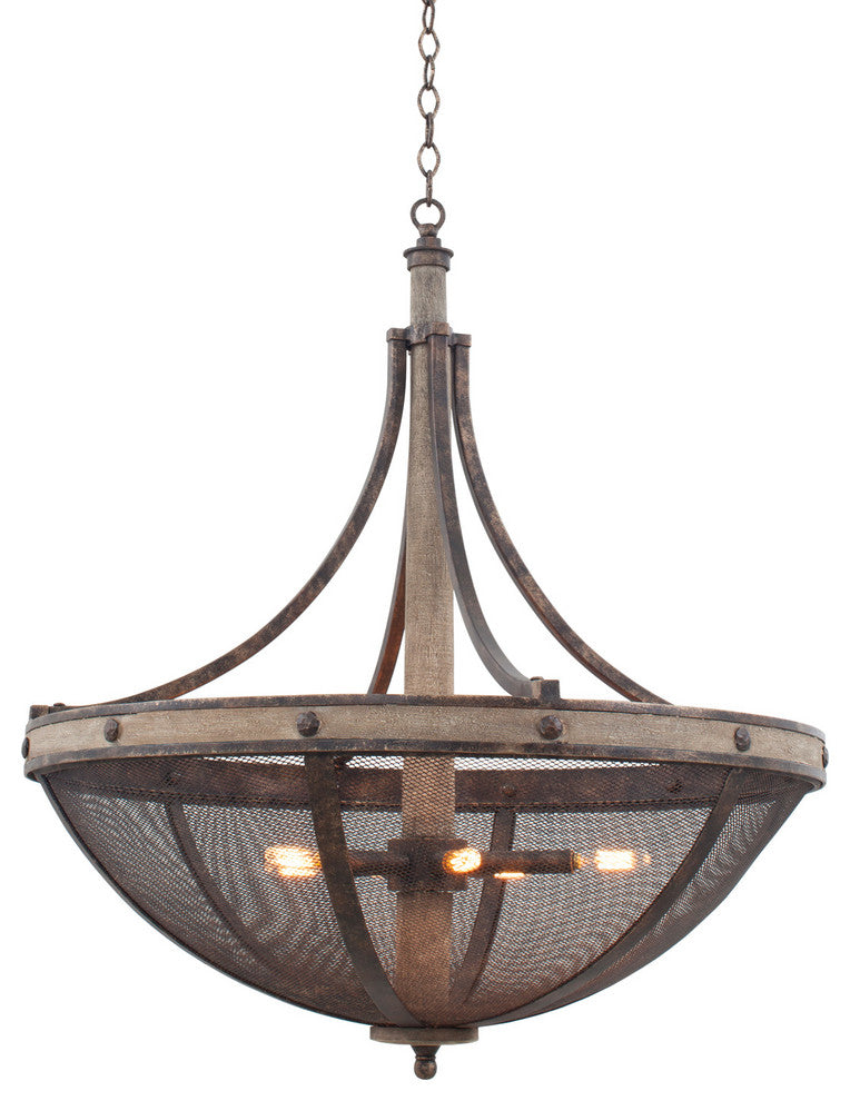 Coronado 30x34in 6 Lt Rustic Lodge Large Pendants by Kalco