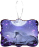 White Unicorn Purple Under Moon Design Rectangle Christmas Tree Ornament