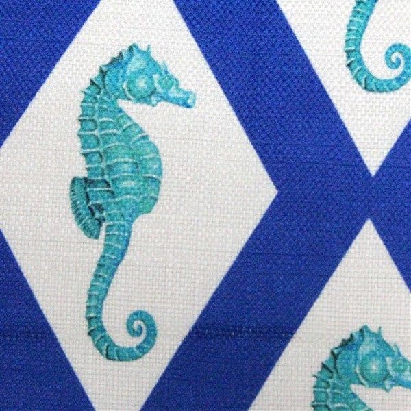 Tracy Upton Capri Blue Argyle Seahorse Throw Pillow, 20"x20"