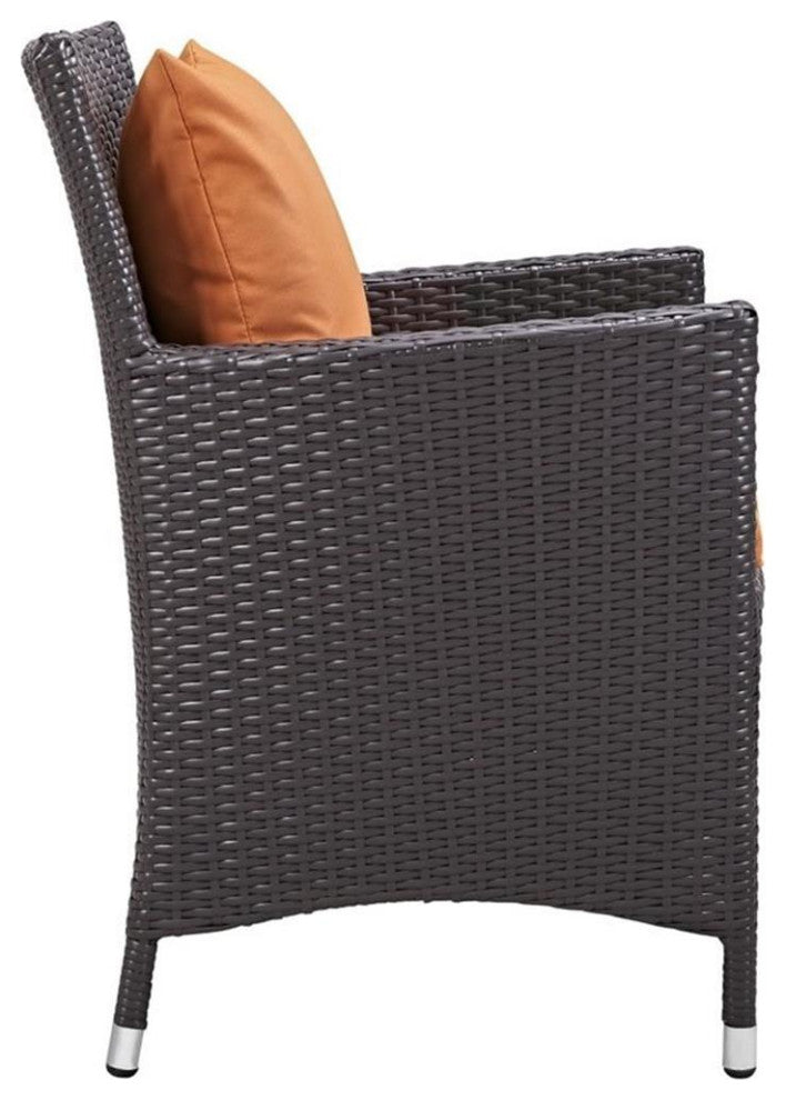 Modway Convene 4 Piece Outdoor Patio Dining Set, Espresso Orange