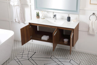 Single Bathroom Floating Vanity, Walnut Brown, 48"