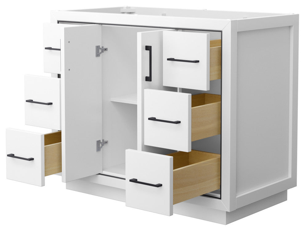 Icon 42" Single Vanity, No Top, No Sink, Black Trim