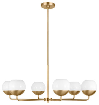 Alvin Six Light Chandelier, Satin Brass