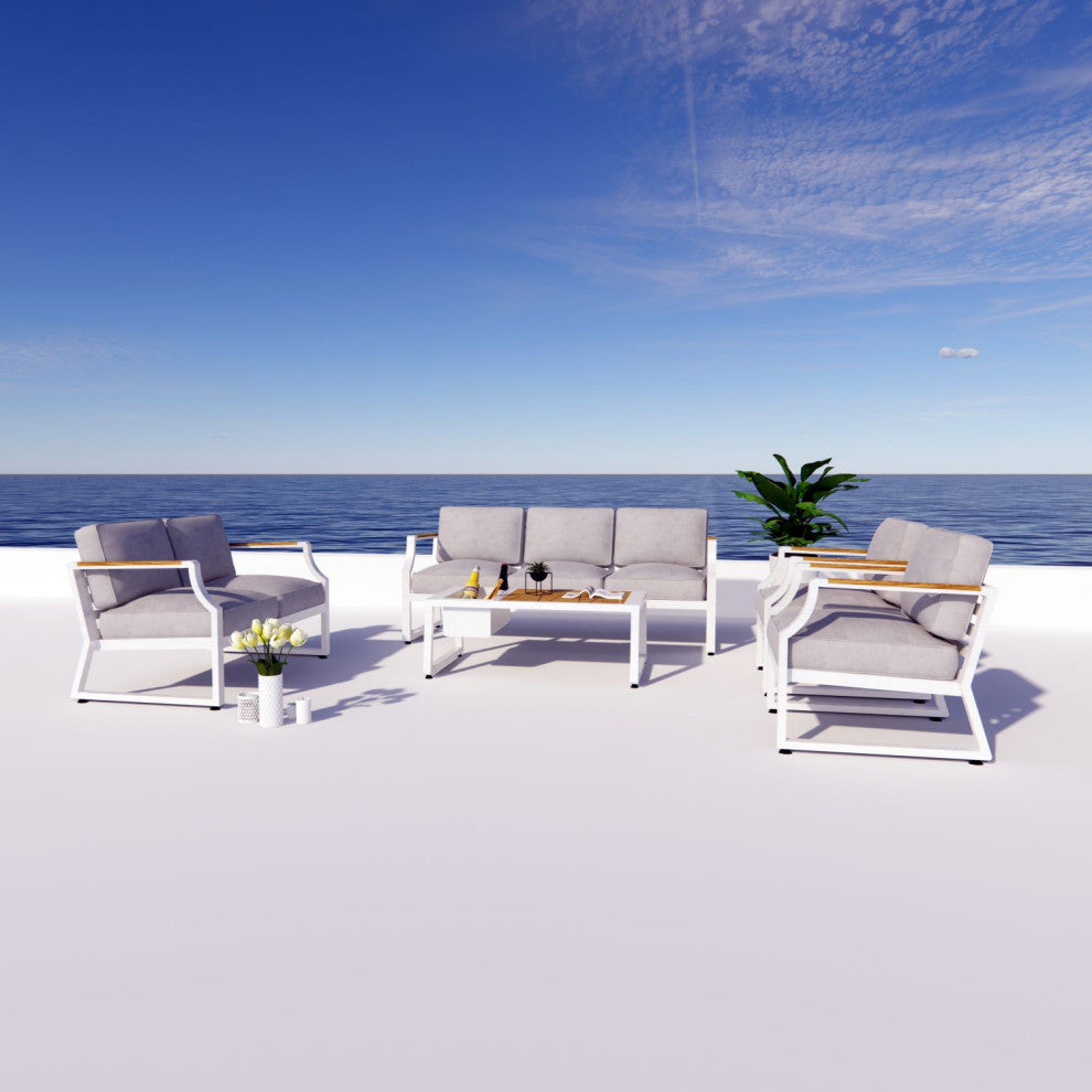 Trouvaille Outdoor Patio Conversation Sofa Set , White