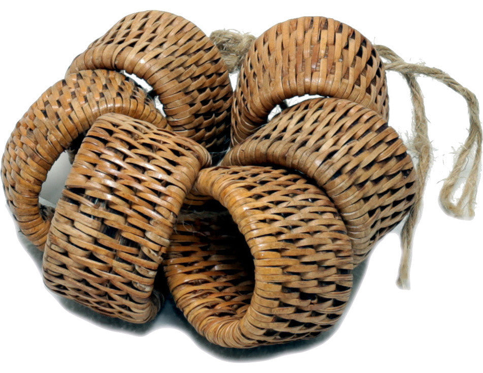 Artifacts Rattan Oval Napkin Rings 6 Piece Set, Honey Brown