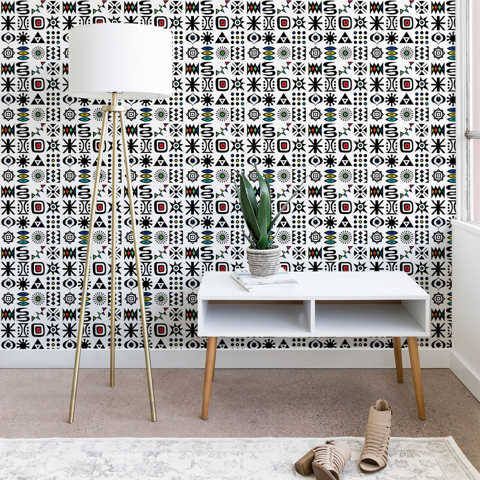 Deny Designs Andi Bird Flash Forward Black Wallpaper, White, 2'x4'