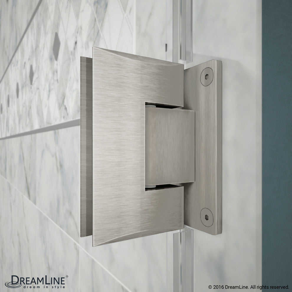 DreamLine Unidoor Plus 56" to 56.5"x72" Hinged Shower Door, Brushed Nickel