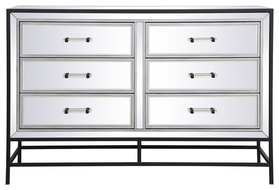 Bailee 34" Mirrored 5-Drawer Chest, Black