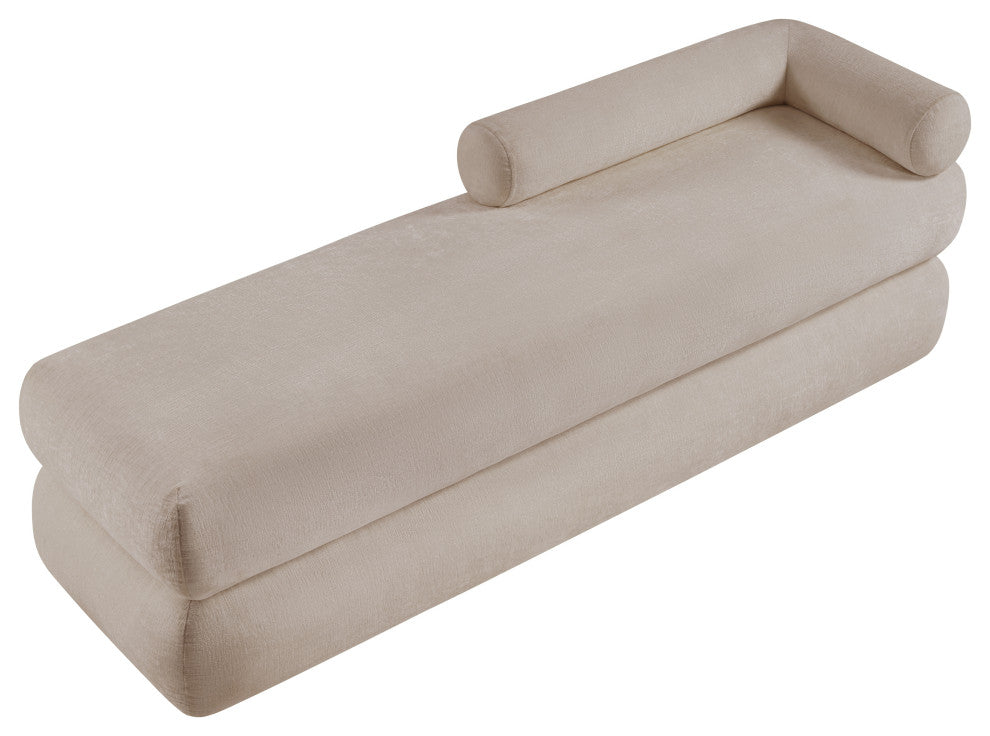 Kennedy Upholstered Bench, Beige, Chenille Fabric