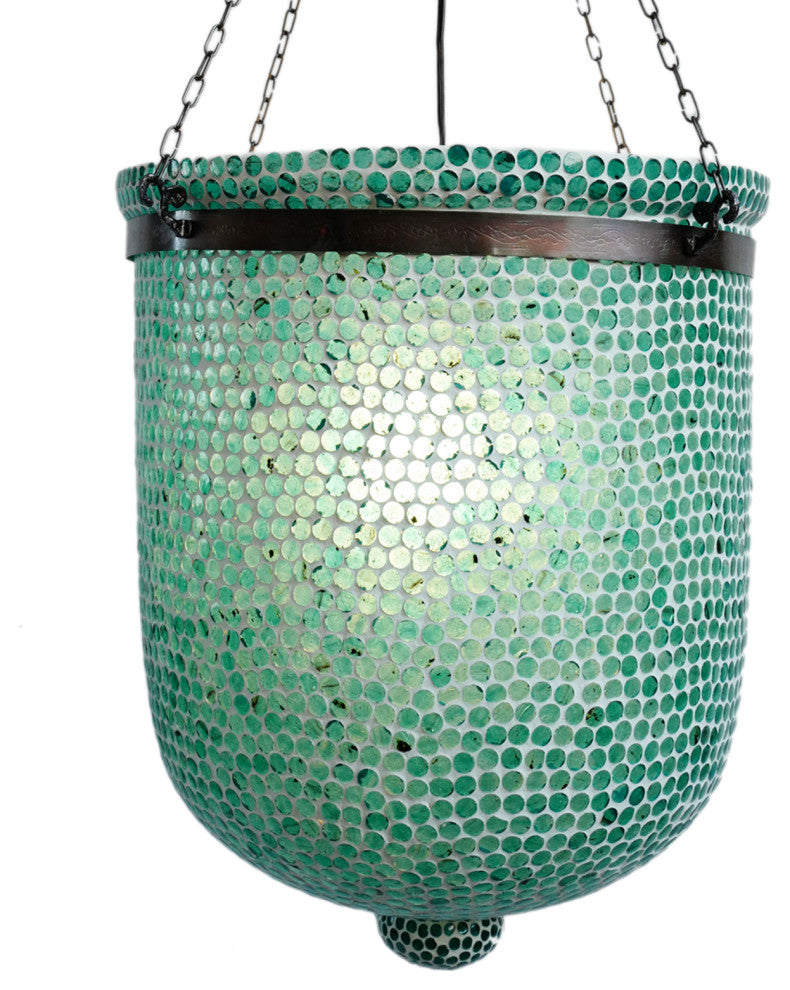 Blue Mosaic Bucket Pendant, Large