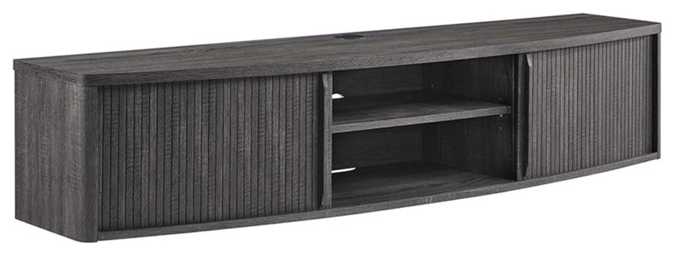 Modway Resonance Wall-Mount Wood TV Stand for TVs up to 65" in Charcoal
