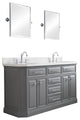 60" Palace Quartz Carrara Cashmere Gray Vanity With Hardware, Faucets, Mirror