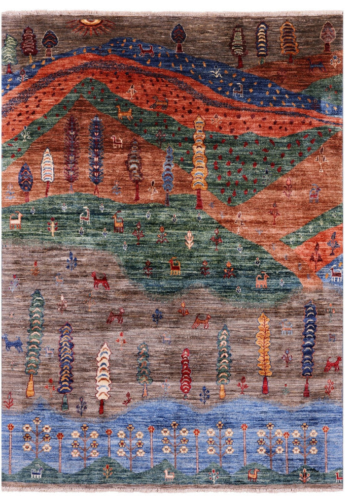 4' 11" X 6' 9" Persian Gabbeh Tribal Handmade Rug Q5558