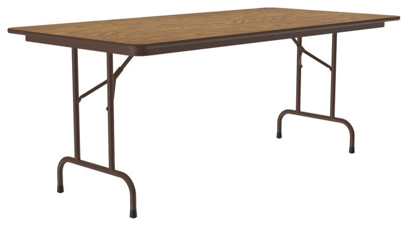 Correll 36"W x 72"D Wood Melamine Top Folding Table in Medium Oak
