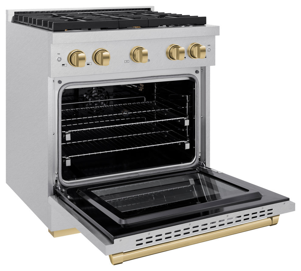 ZLINE 30" Freestanding Gas Range, DuraSnow With Champagne Bronze SGRSZ-30-CB