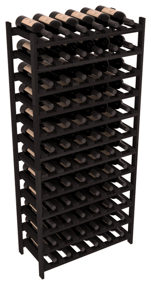 72-Bottle Stackable Wine Rack, Premium Redwood, Black Stain