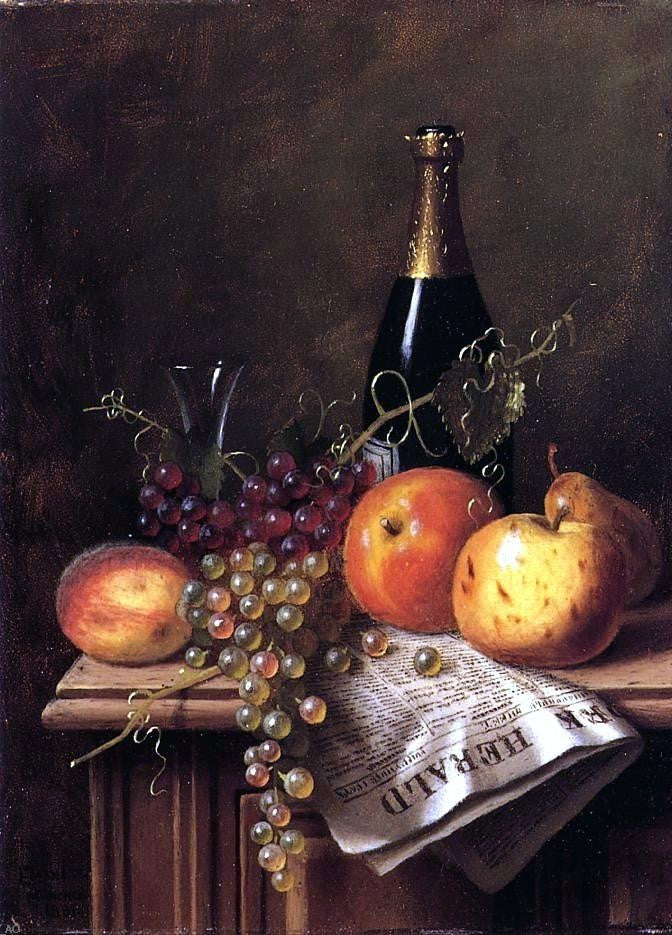 William Michael Harnett Still Life With Fruit Wrapped Canvas, 18"x27"