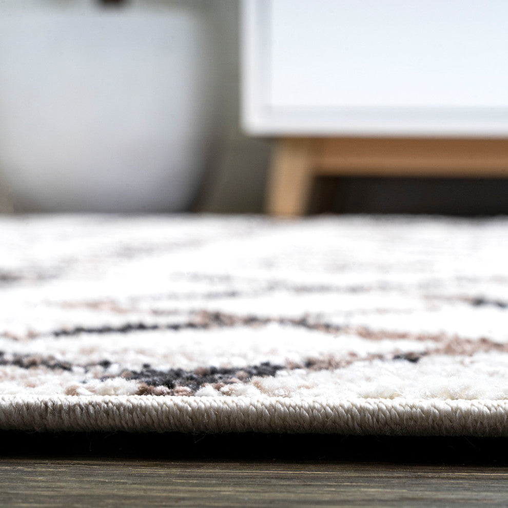 Aksil Moroccan Diamond Ivory/Brown 2 ft. x 8 ft. Runner Rug