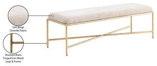 Valley Upholstered Bench, Beige, 54" W x 18" D, Gold, Chenille Fabric