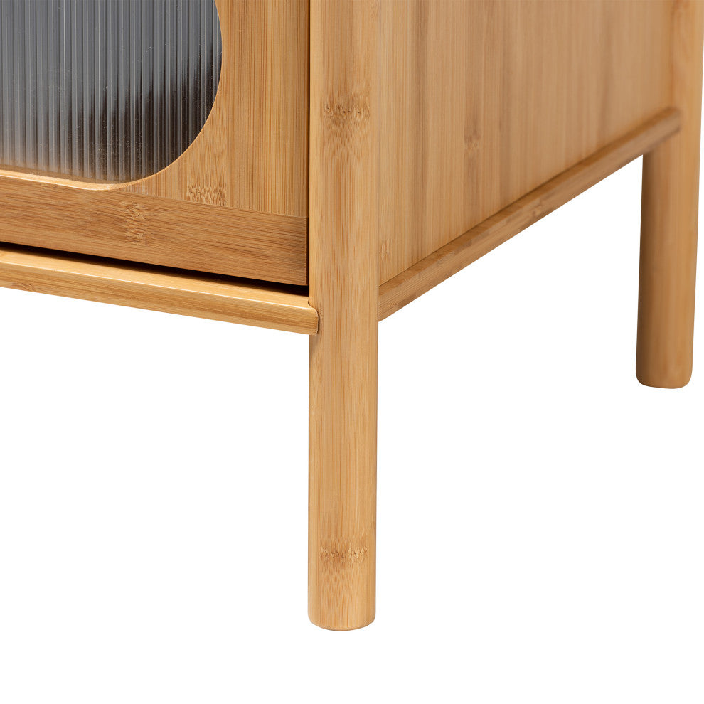 Naresh Natural Brown Bamboo Wood 3-Drawer Storage Cabinet