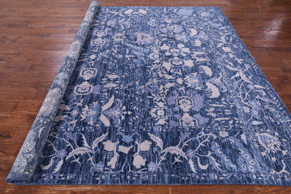 9' Square Modern Handmade Wool Rug Q11888