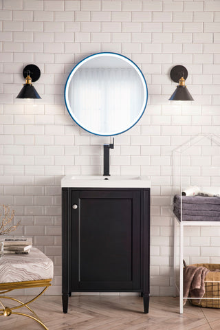 Britannia 24" Vanity, Black Onyx, White Glossy Resin Countertop
