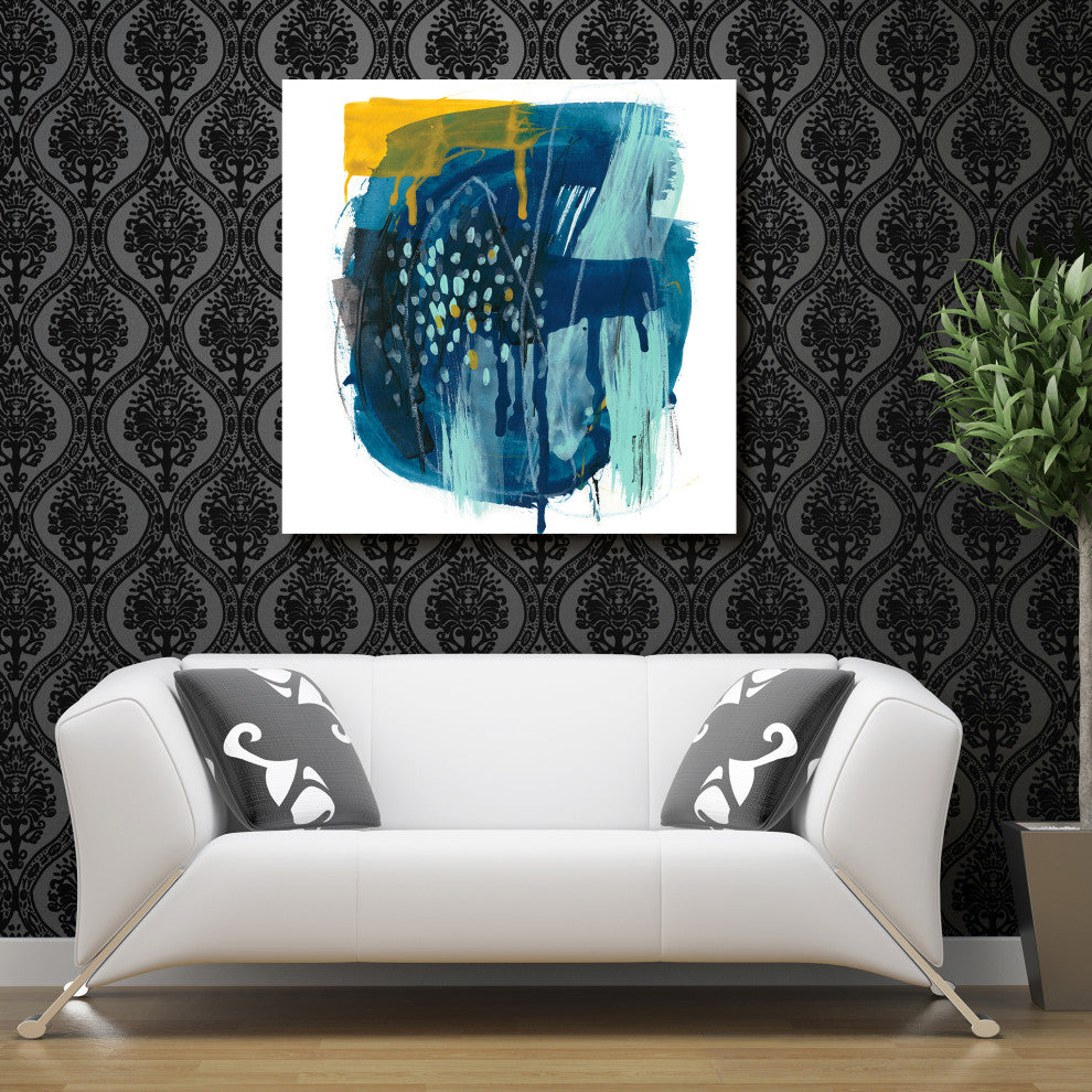 "Intuitive Motion II" Abstract Wall Art Frameless Free Floating Tempered Glass